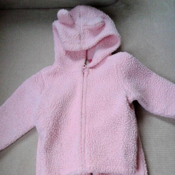 baby B'gosh Sherpa Fleece Hooded Jacket & Footed BabyGirl Pants Set Size 6M Pink - Picture 2 of 8